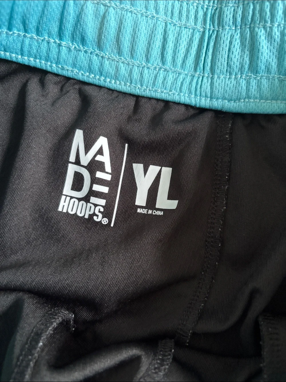 Black boys made hoops Athletic Shorts with Turquoise Waistband and Pink Trim